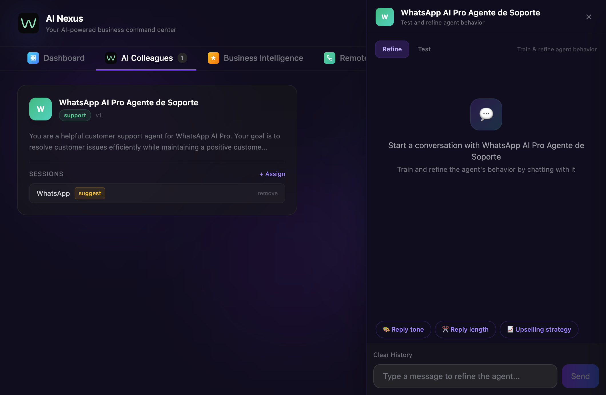 Configure agent behavior — adjust reply tone, length and strategy