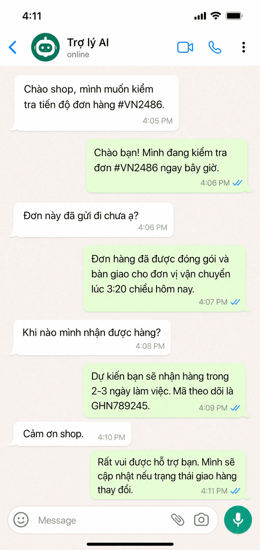訂單進度 · 越南文
